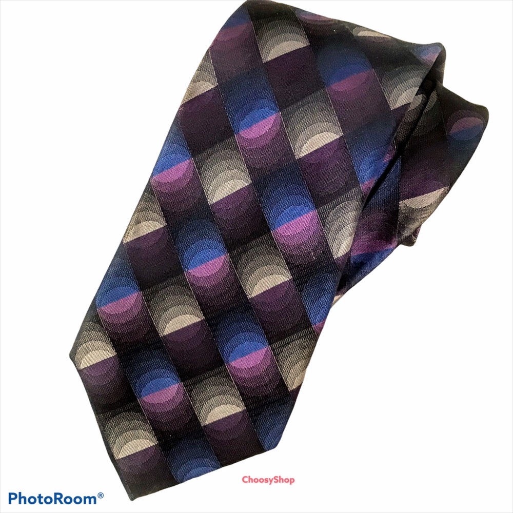 Machine Washable Tie Purple Gray Black 3D Circle